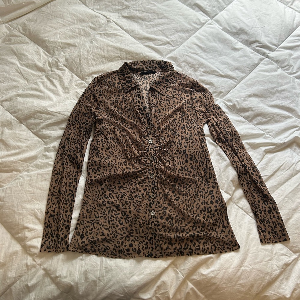 Leopard Print Button-Up Shirt